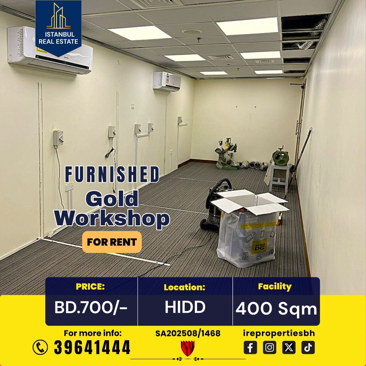 Hidd, Warehouses, BHD 700,  400 Sq. Meter,  FURNISHED GOLD WORKSHOP FOR RENT &ndash; HIDD BD.700/-