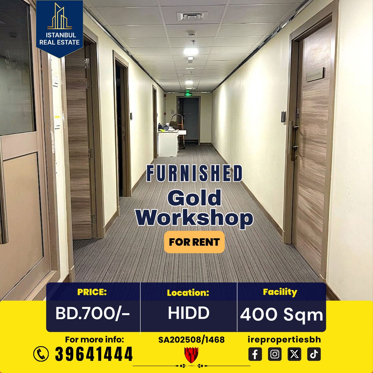 Hidd, Warehouses, BHD 700,  400 Sq. Meter,  FURNISHED GOLD WORKSHOP FOR RENT &ndash; HIDD BD.700/-