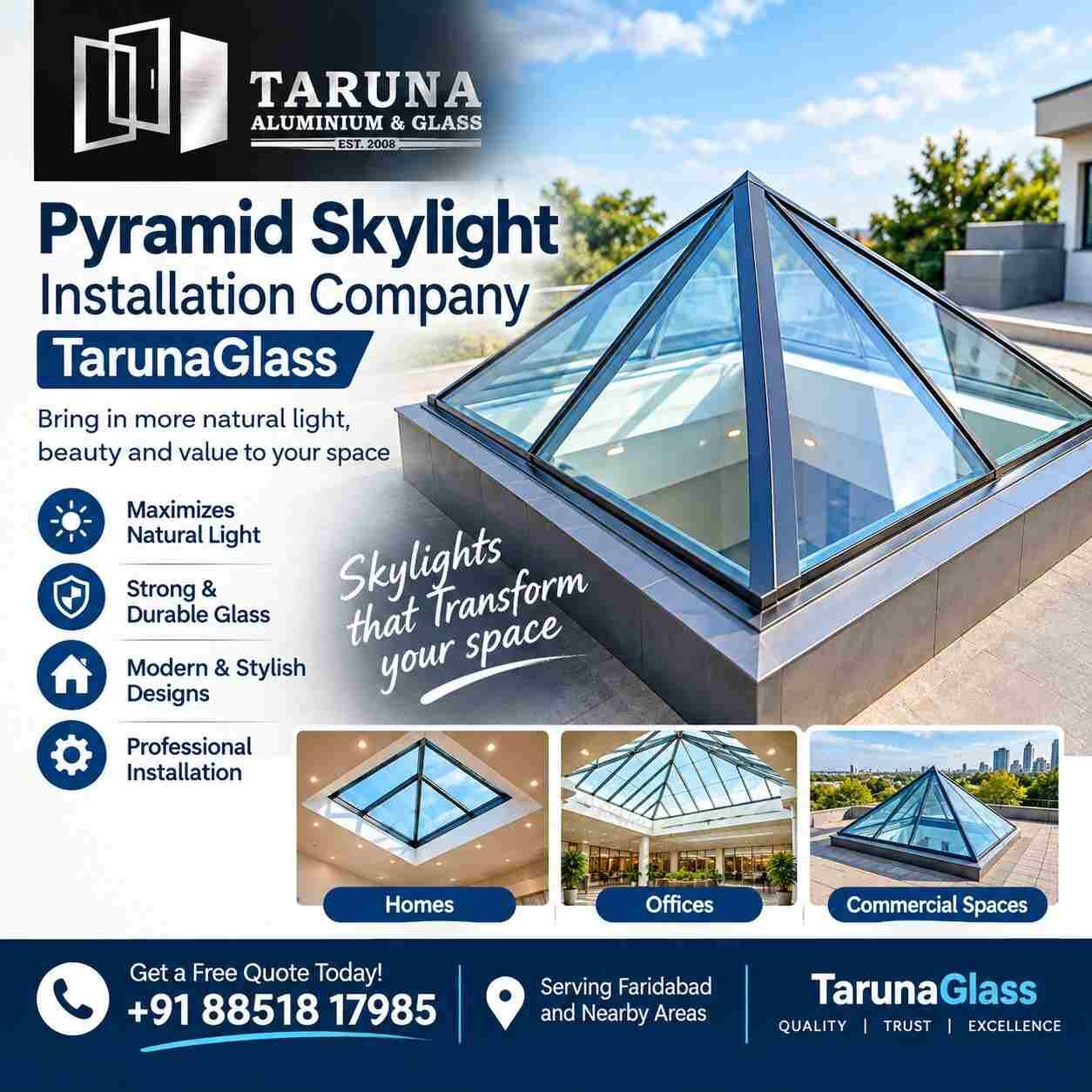 New Delhi, Construction, Pyramid Skylight Installation Company | TarunaGlass