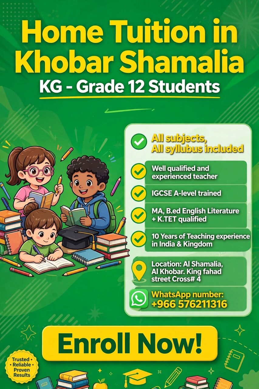 Al Khobar Al Shamalia, Lessons Offered, Home Tuition With All Subjects. Khobar Shamalia