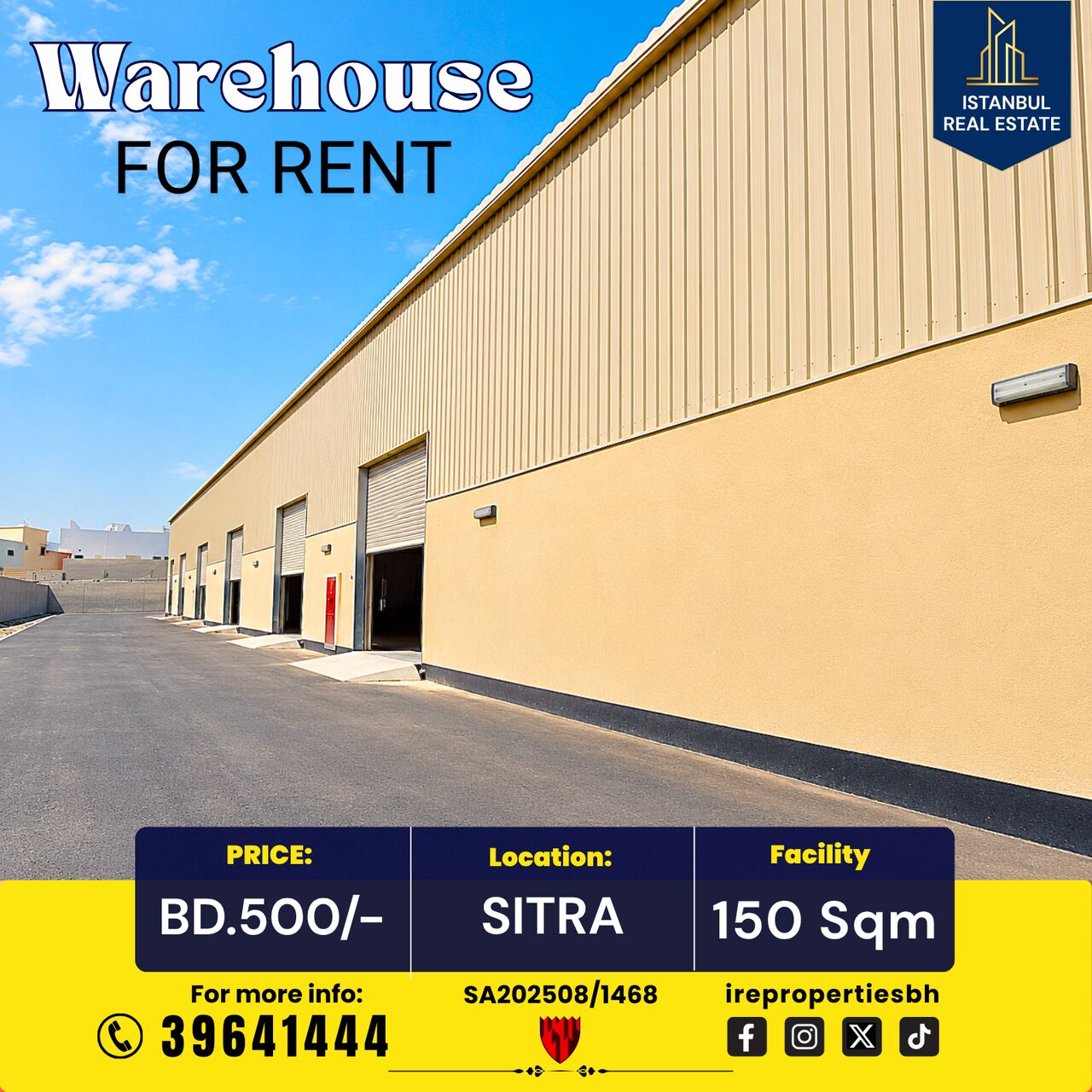 Sitra, Warehouses, BHD 500,  150 Sq. Meter,  Warehouse For Rent In Sitra ( 150 Sqm ) BD.500/-