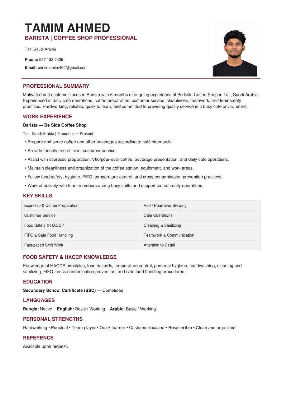 Taif, Job Seekers, Barista
