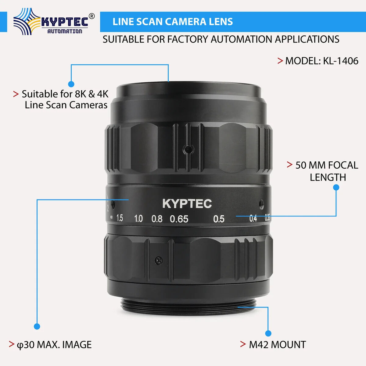 Mumbai, Electronics, INR 19500,  50 MM Line Scan Camera Lens For 8K / 4K High-Resolution Imaging, M42 Mount