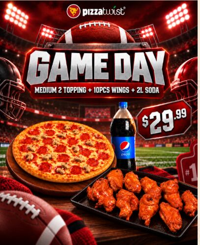 New York, Food, USD 31,  NFL Sunday Game Day Deal &ndash; Pizza, Wings & 2L Soda For $31.99