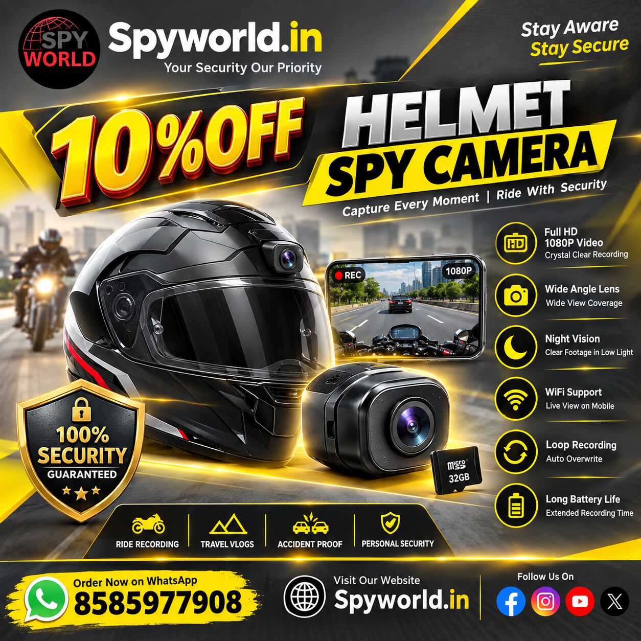 New Delhi, Electronics, INR 4500,  Best Helmet Spy Camera Shop In Kalkaji &ndash; Spy World &ndash; 8585977908