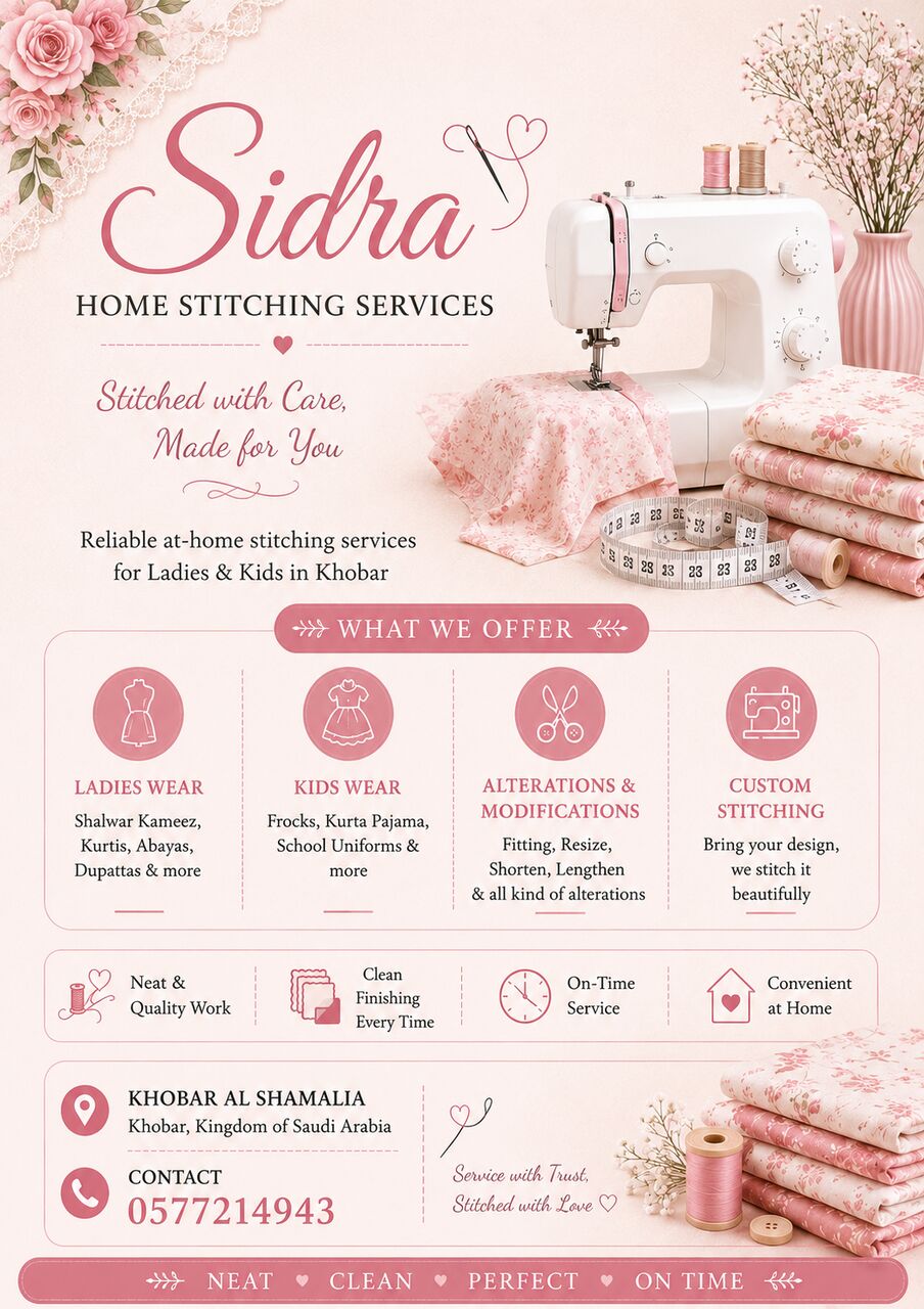 Khobar, Tailoring, Home Stitching Services