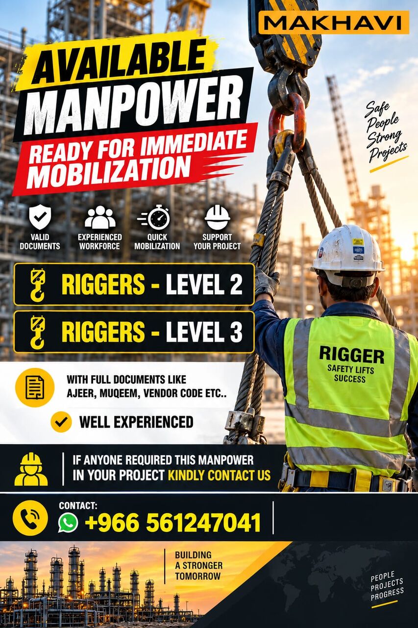 Khobar, Manpower, AVAILABLE MANPOWER - READY FOR IMMEDIATE MOBILIZATION.