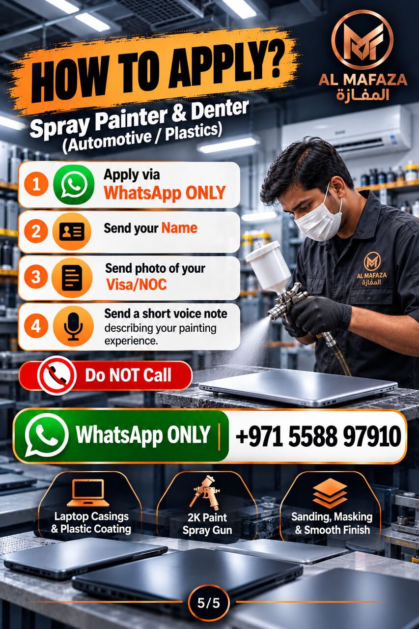 Dubai, Jobs, Spray Painter & Denter (Automotive / Plastics)