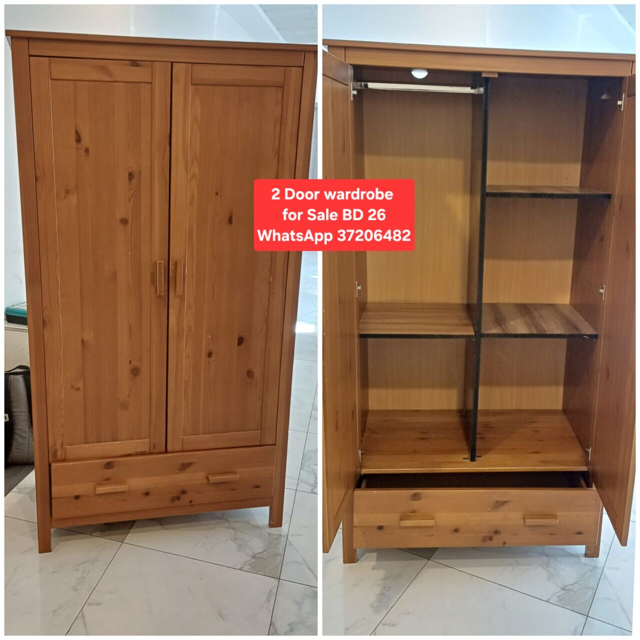 Manama, Furniture, BHD 26,  ✅️ 2 Door Cupboard For Sale In Good Condition With Delivery