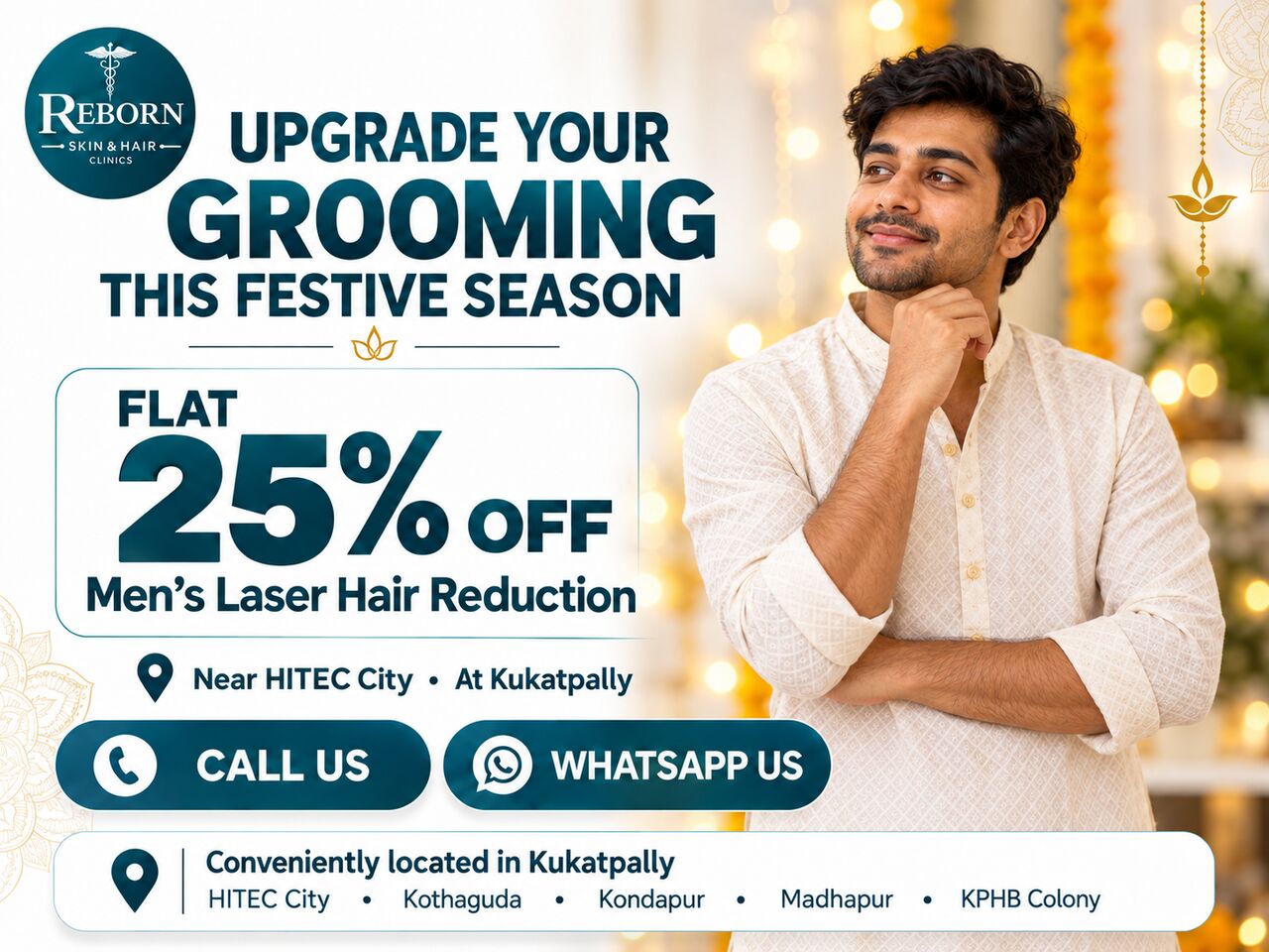 Hyderabad, Health & Beauty Items, INR 2999,  Festive Grooming For Men In Kukatpally | FLAT 25% OFF Laser Hair Reduction