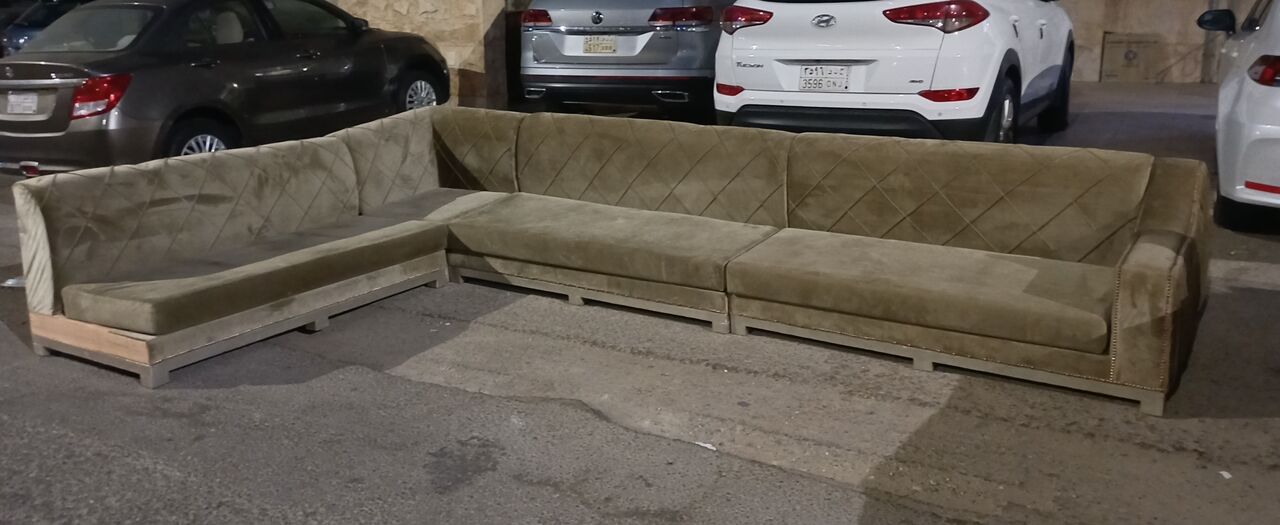 Jeddah, Furniture, SAR 250,  Good Condition Wooden Base Sofa Set For Sale With Delivery.