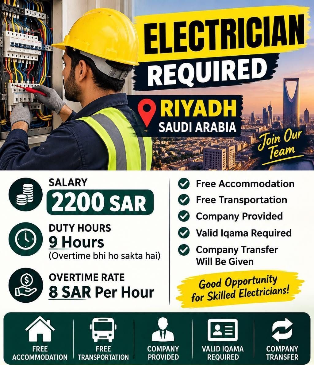 Riyadh, Jobs, Electrician