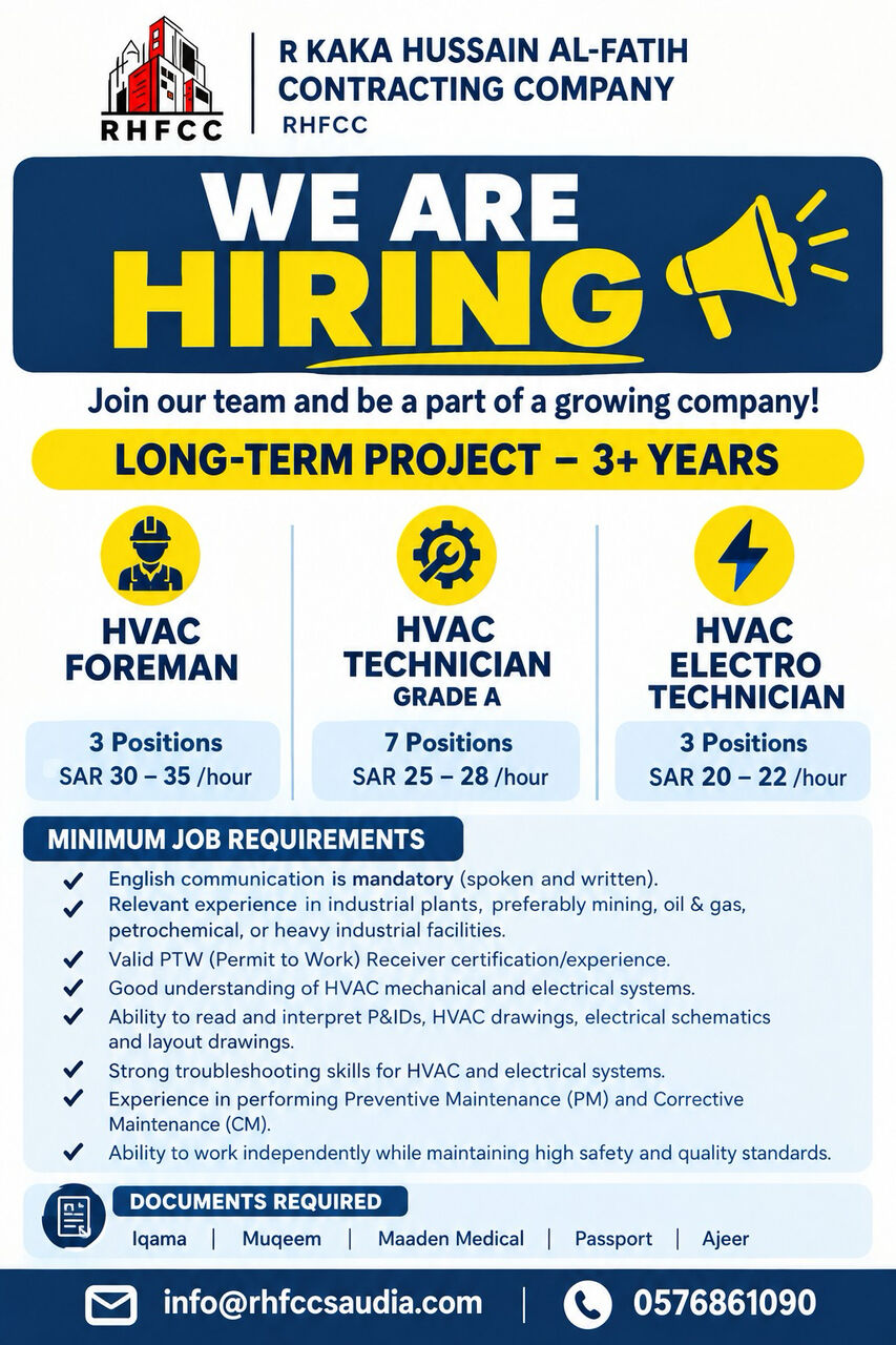 Jubail, Jobs, HVAC FOREMAN
