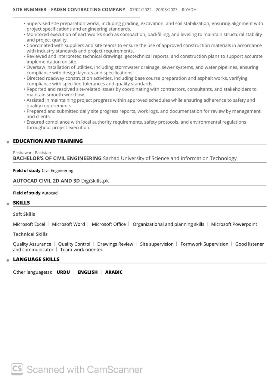 Riyadh, Job Seekers, Site Civil Engineer
