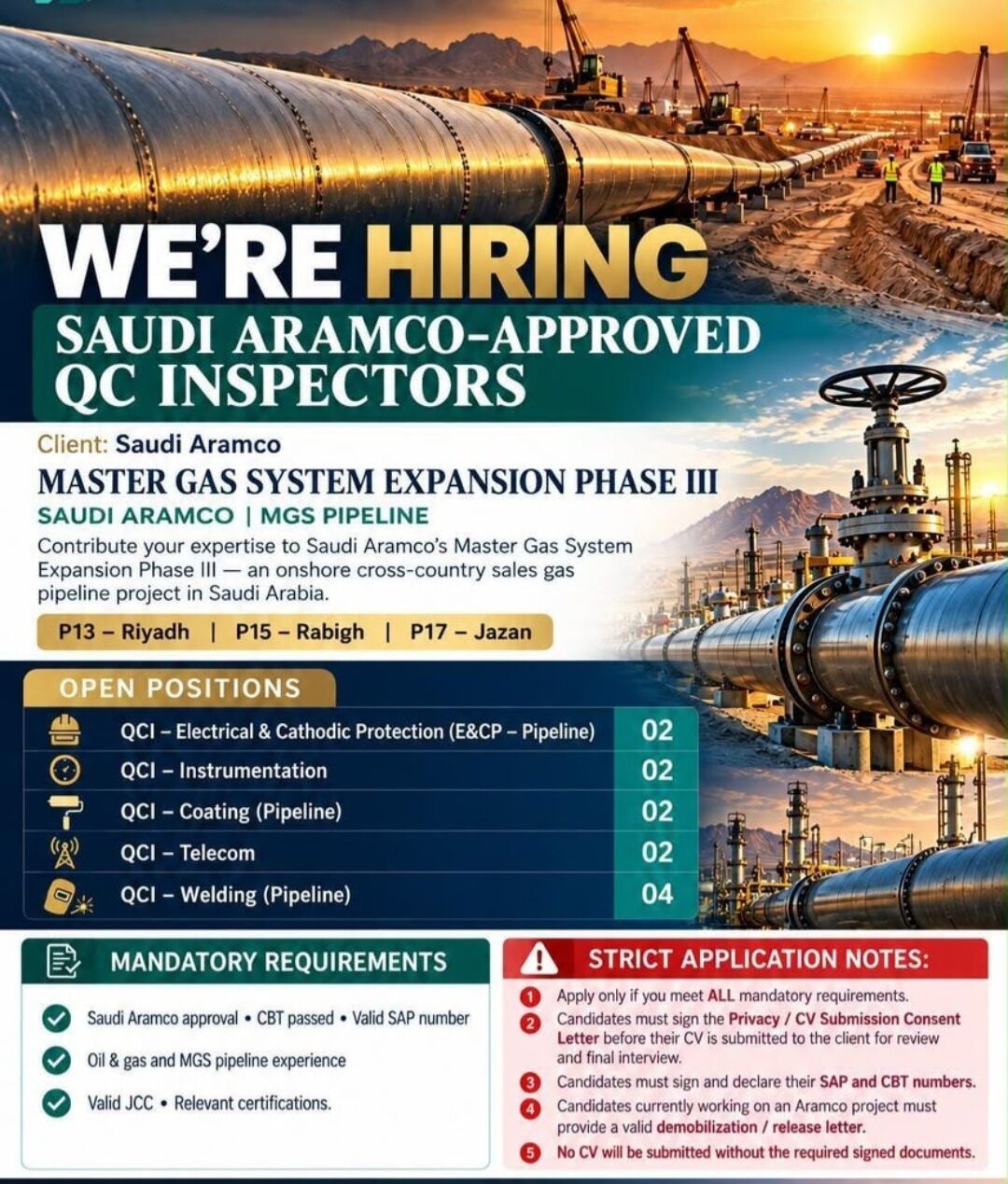 Riyadh, Jobs, Urgent REQUIREMENT MGS PIPELINE EXPERIENCE CANDIDATES NEEDED