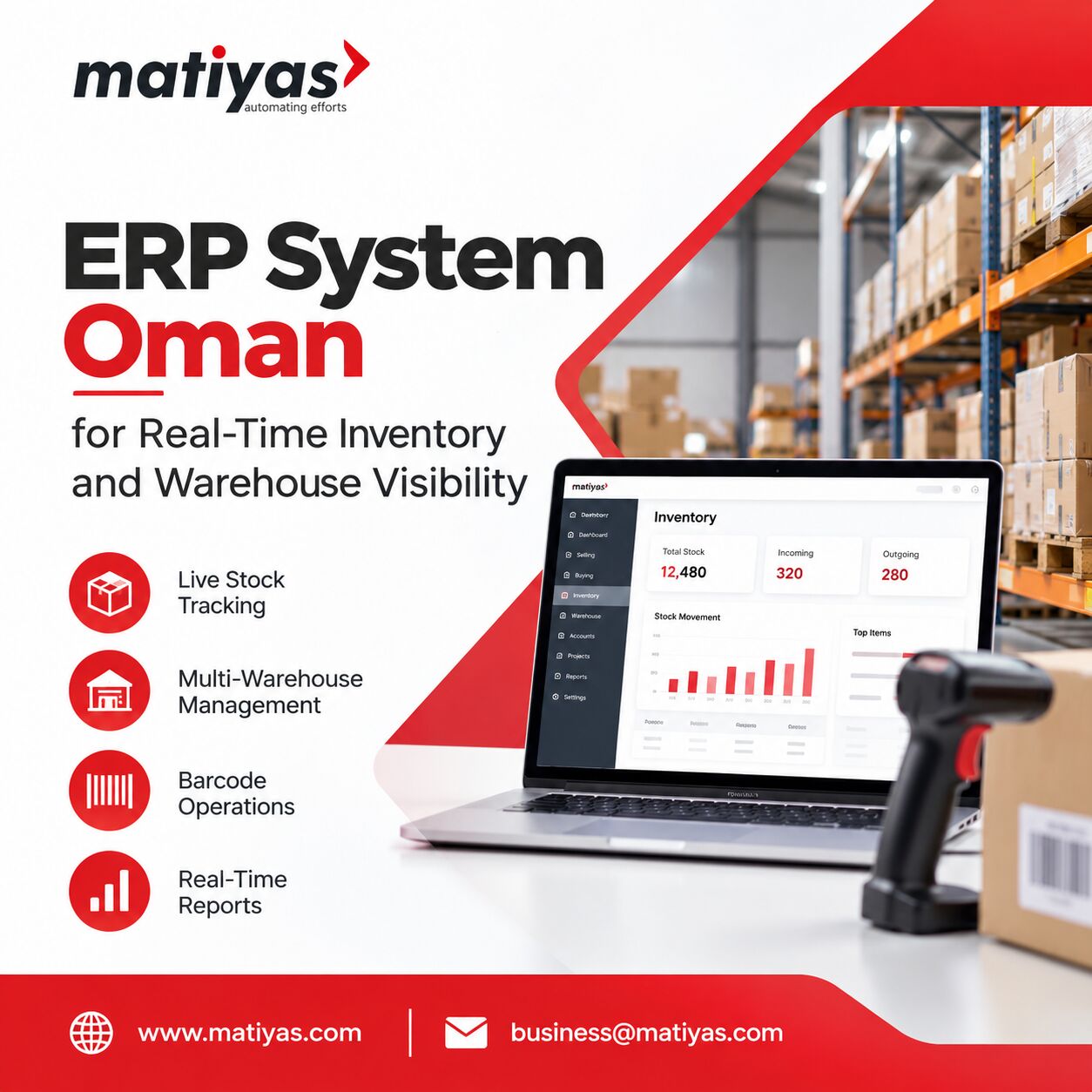 Muscat, Software, OMR 1,  ERP System Oman For Real-Time Inventory And Warehouse Visibility