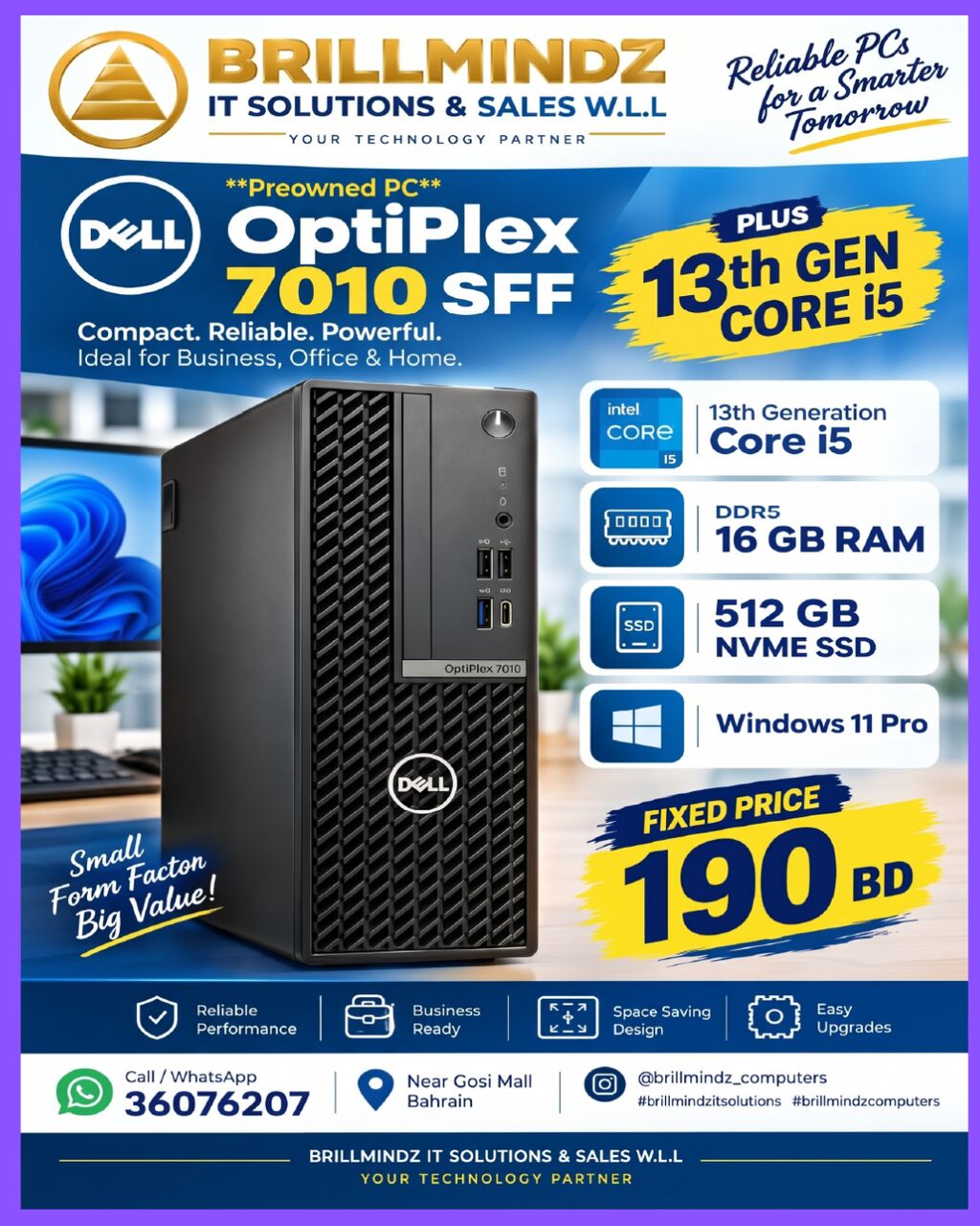 Hoora, Computers, BHD 215,  Dell Optiplex 7020 14 Th Generation Desktop 215 BD
