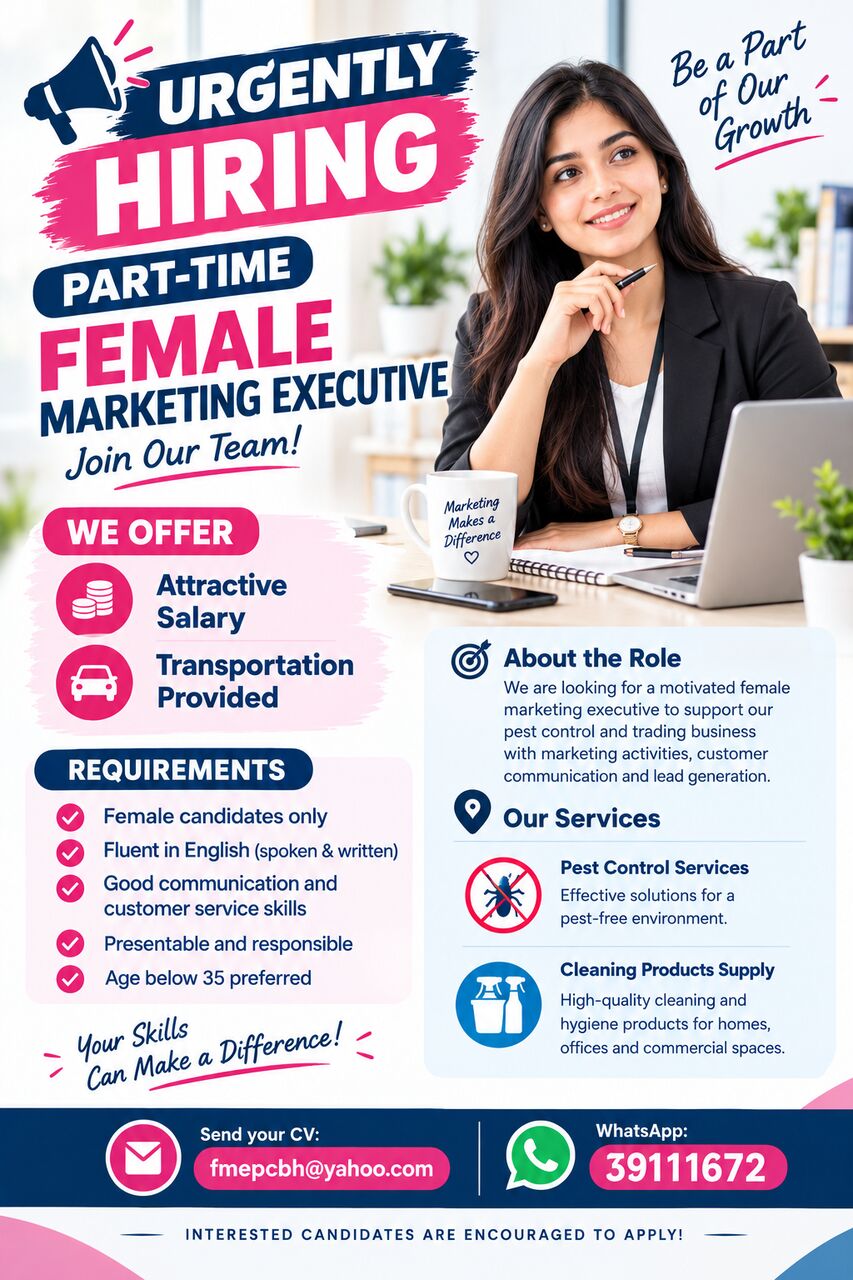 Muharraq, Jobs, 🚨 URGENTLY HIRING – PART-TIME FEMALE OUTDOOR MARKETING STAFF