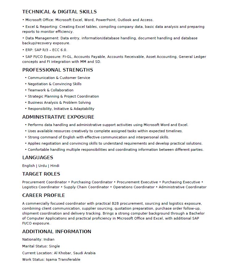 Dammam, Job Seekers, LOOKING FOR A JOB- LOGISTICS COORDINATOR