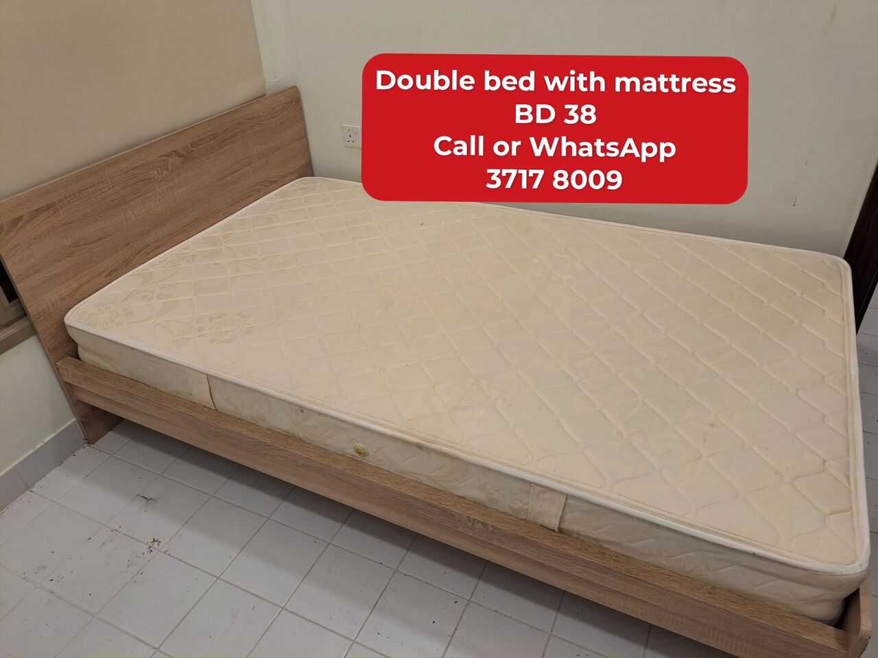 Manama, Furniture, BHD 38,  @@Double Bed With Mattress In Good Condition For Sale With Delivery