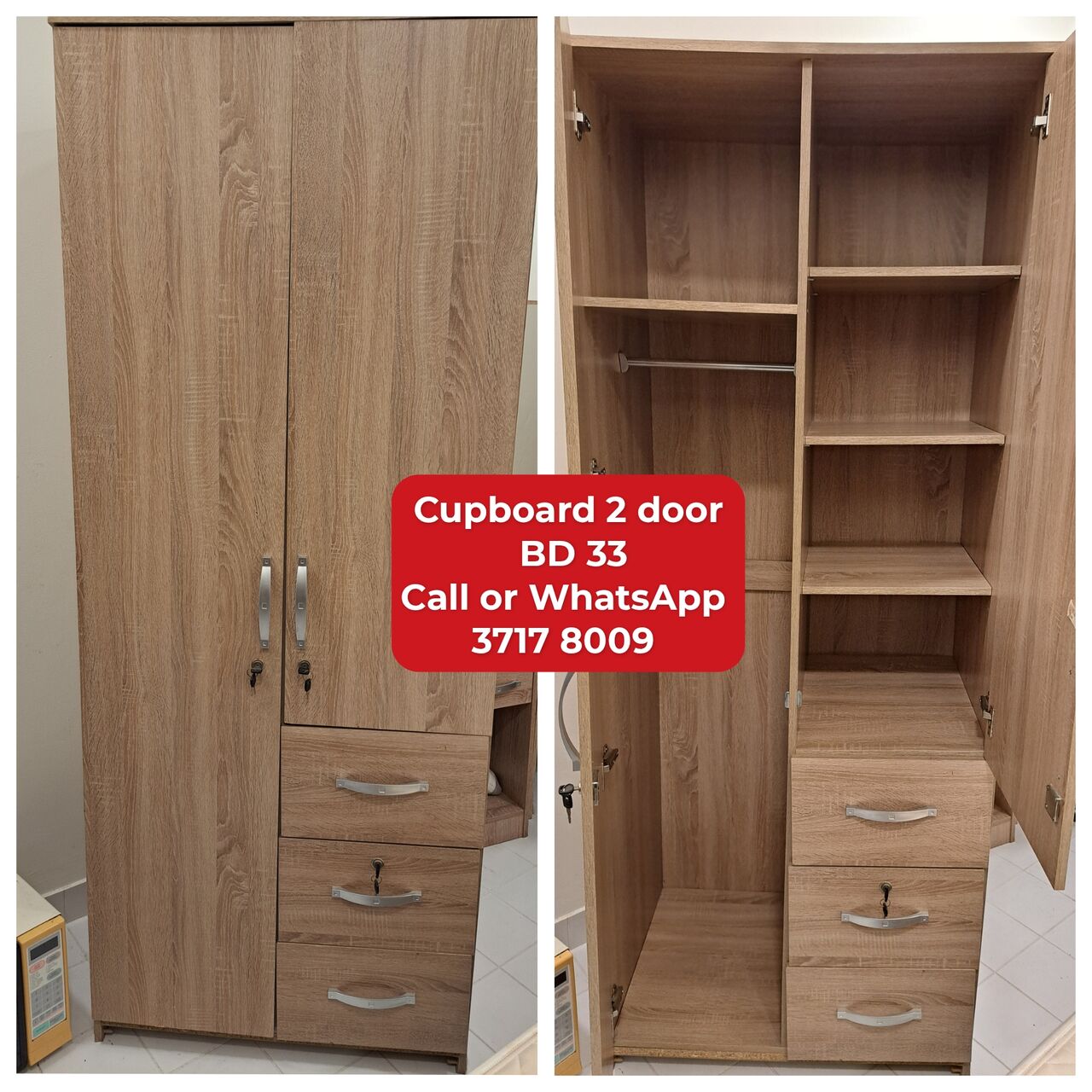 Manama, Furniture, BHD 33,  @@Cupboard 2 Door In Good Condition For Sale With Delivery