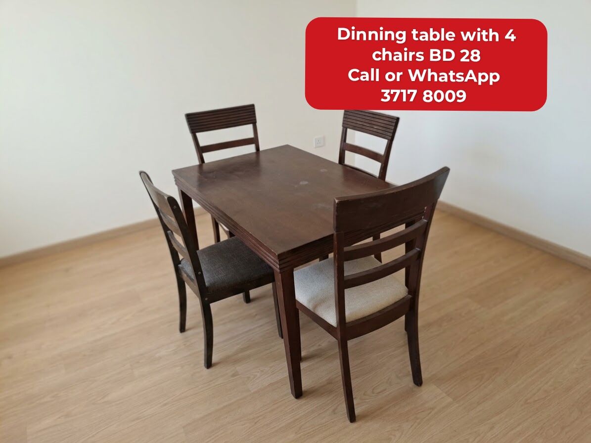 Manama, Furniture, BHD 28,  @@Dinning Table With 4 Chsirs In Good Condition For Sale With Delivery