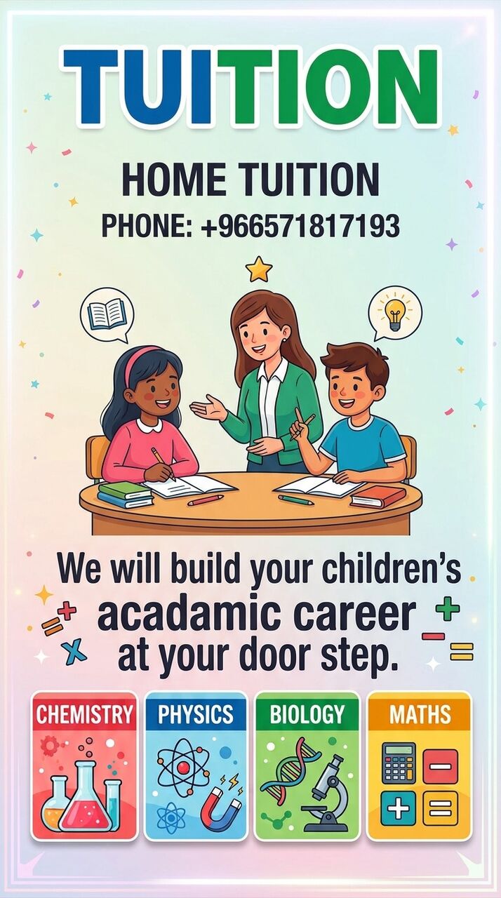 Jubail, Lessons Offered, Expert Home Tuition In Jubail (Dakhal Mahdood & Mirqab)