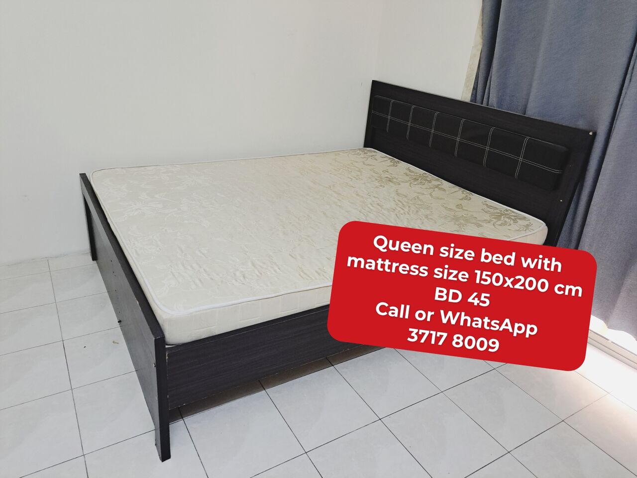 Manama, Furniture, BHD 45,  @@Queen Size Bed With Mattress In Good Condition For Sale With Delivery