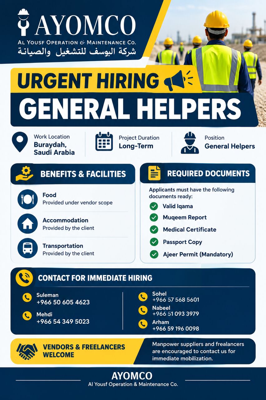 Dammam, Jobs, General Helpers