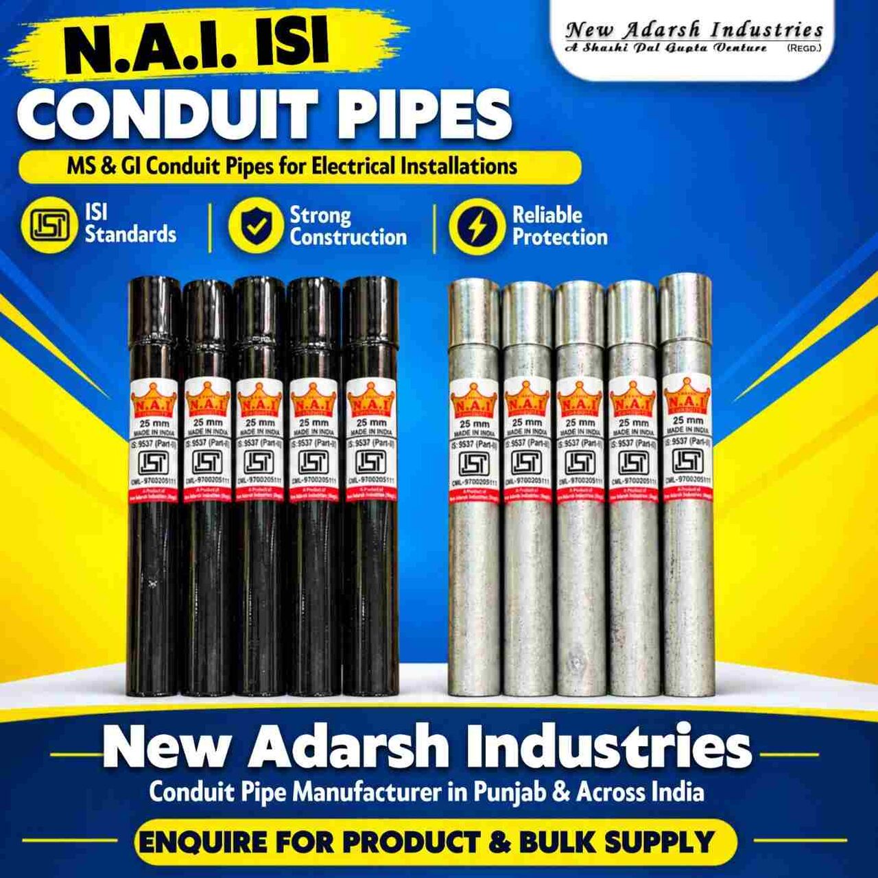 Mumbai, Materials, N.A.I. ISI Conduit Pipes &ndash; MS & GI Conduit Pipe Manufacturer In India