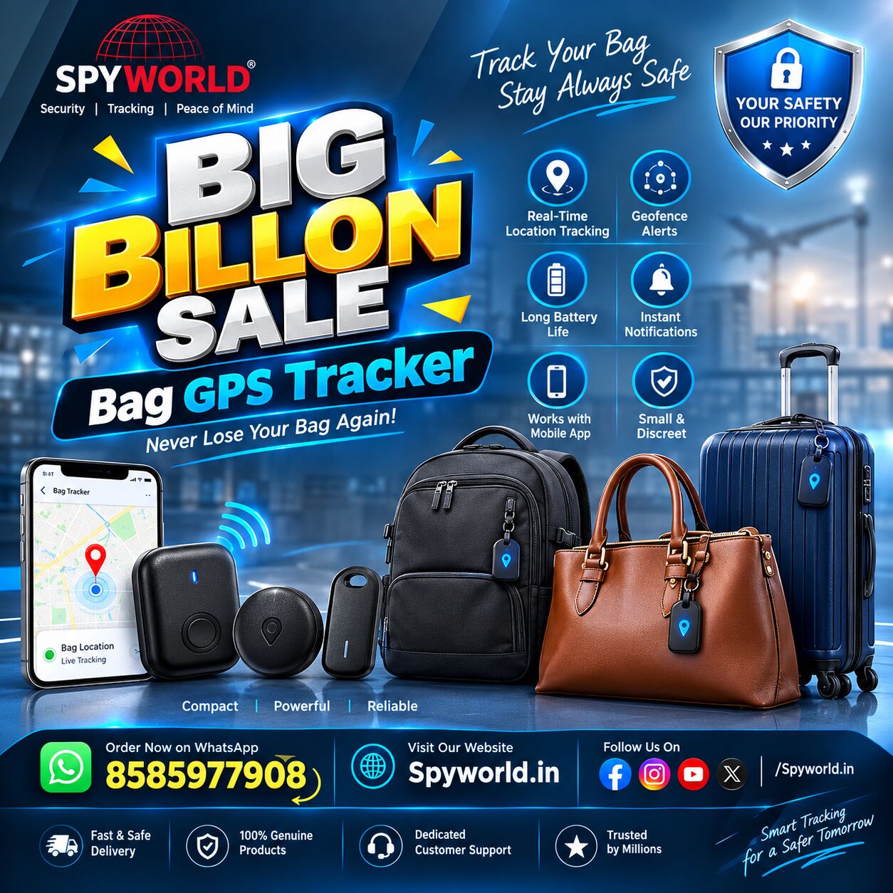 New Delhi, Electronics, INR 6999,  Best Bag GPS Tracker Shop In Saket &ndash; Spy World &ndash; Shop Now