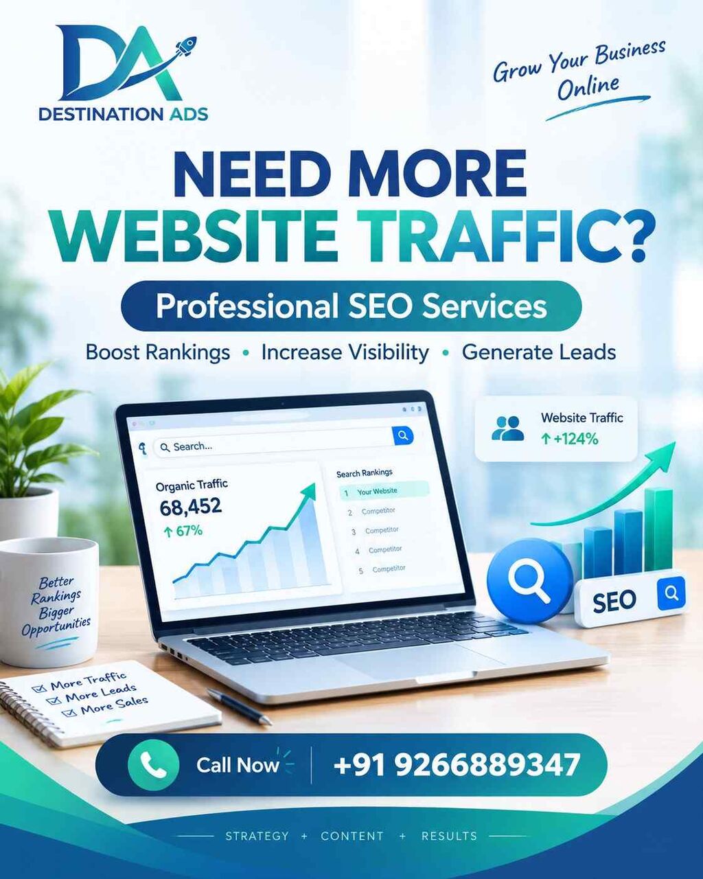 New Delhi, Marketing, Need More Website Traffic? Call For SEO Services
