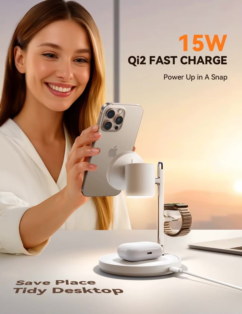 Dammam, Electronics, SAR 224,  JOYROOM Qi2 4-in-1 Wireless Charging Station &ndash; 15W Magnetic Fast Charger For IPhone, AirPo