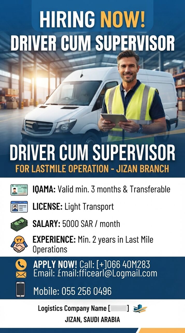 Abha, Jobs, Supervisor CUM Driver