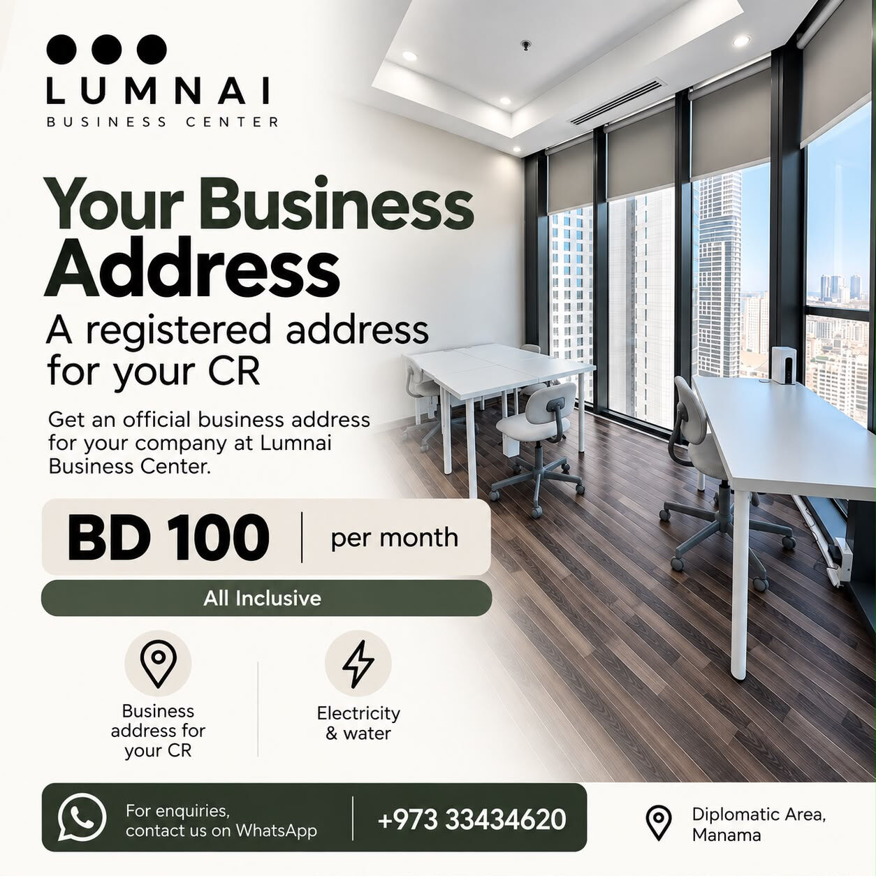 Diplomatic Area, Offices, BHD 100,  70 Sq. Meter,  Rent Your Office Address In The Diplomatic Area, Bahrain
