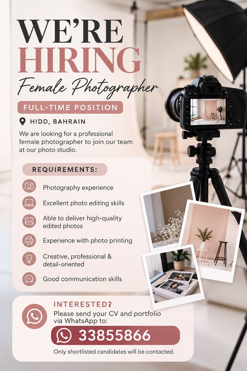 Manama, Jobs, Looking For Female Photographer
