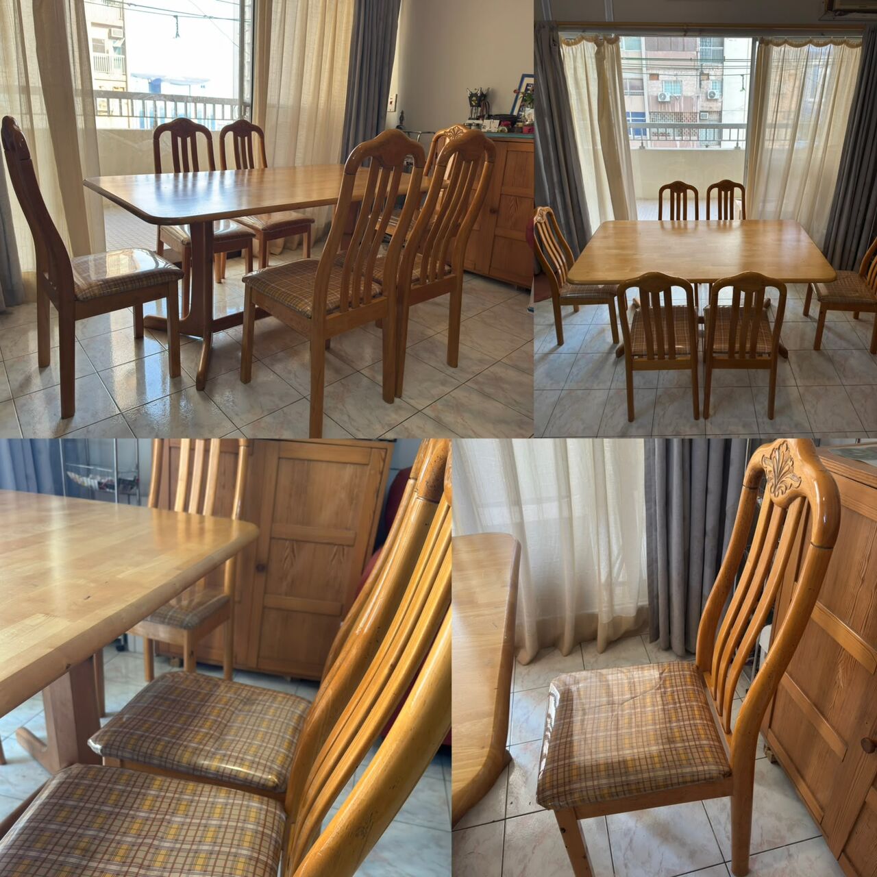 Jeddah, Furniture, SAR 850,  🪑 Solid Wood Dining Table Set – 6 Chairs