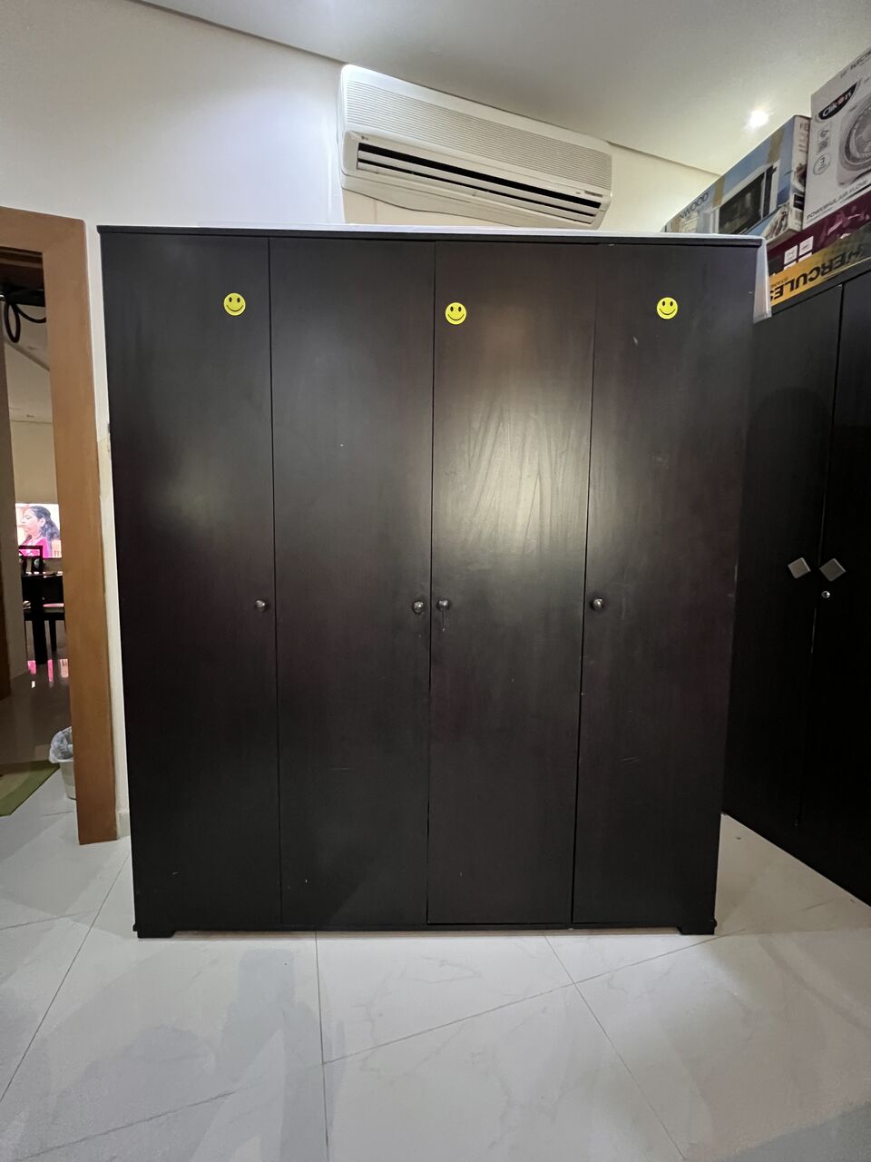 East Riffa, Furniture, BHD 30,  Spacious 4-Door Dark Brown Wooden Wardrobe / Closet - Good Condition
