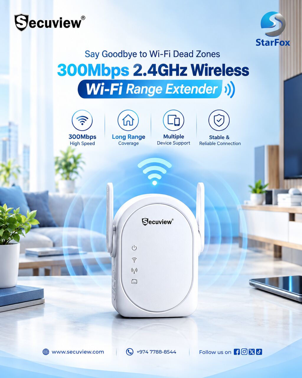 Doha, Electronics, QAR 65,  Secuview 300Mbps 2.4GHz Wireless Wi-Fi Range Extender.