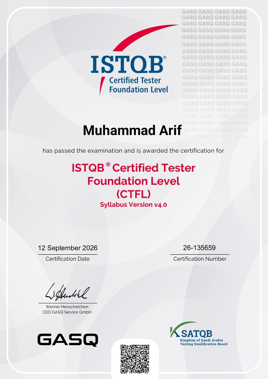 Riyadh, Job Seekers, QA Analyst | ISTQB Certified | API, Manual & Regression Testing