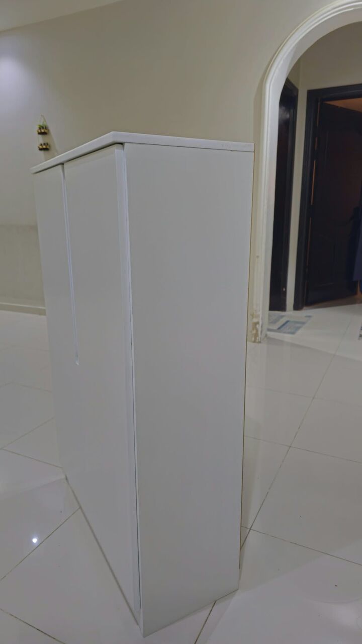 Madinah, Furniture, SAR 350,  White Storage Cabinet With Shelves &ndash; Excellent Condition