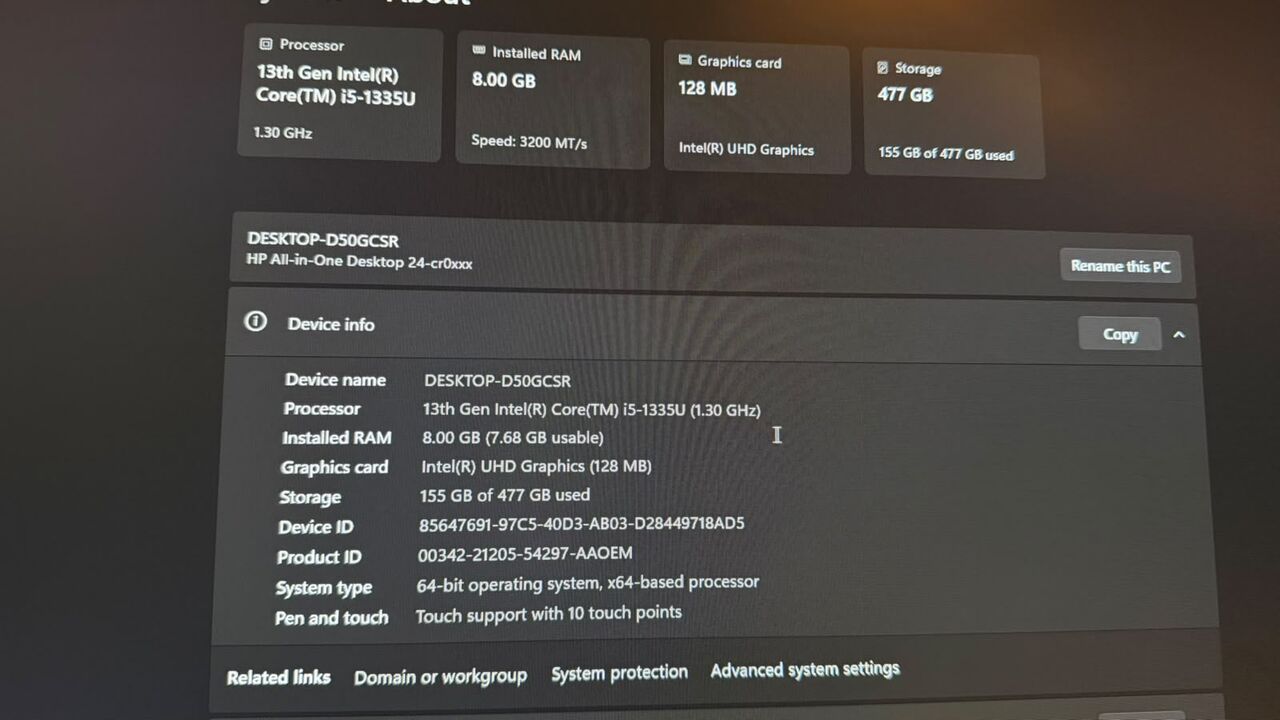 Riyadh, Computers, SAR 2800,  For Sale: HP All-in-one Desktop PC ( Original Windows Subscriptions Included)