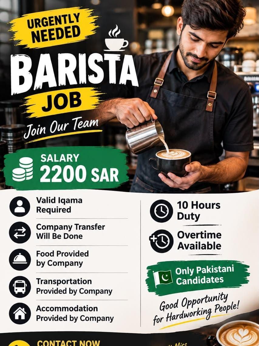 Riyadh, Jobs, Barista For Coffe Shop