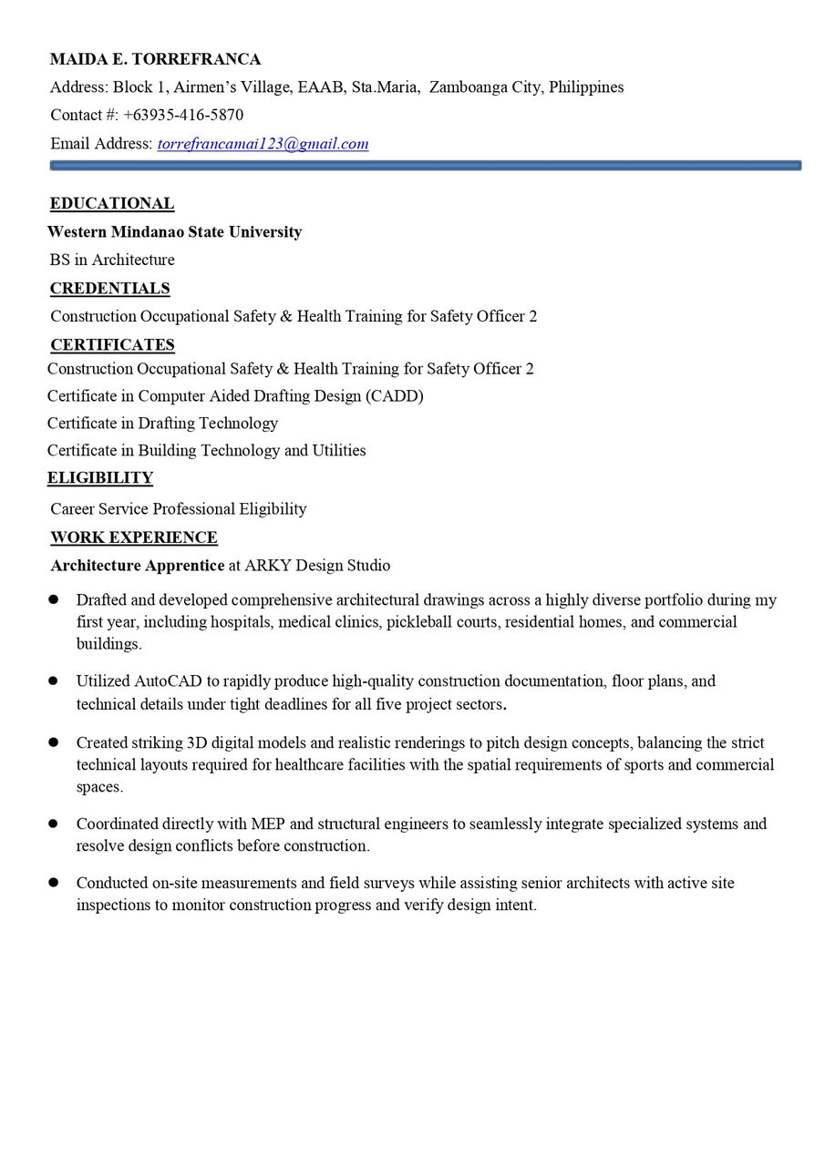 Manila, Job Seekers, Architectural Draftperson/Apprentice Architecture