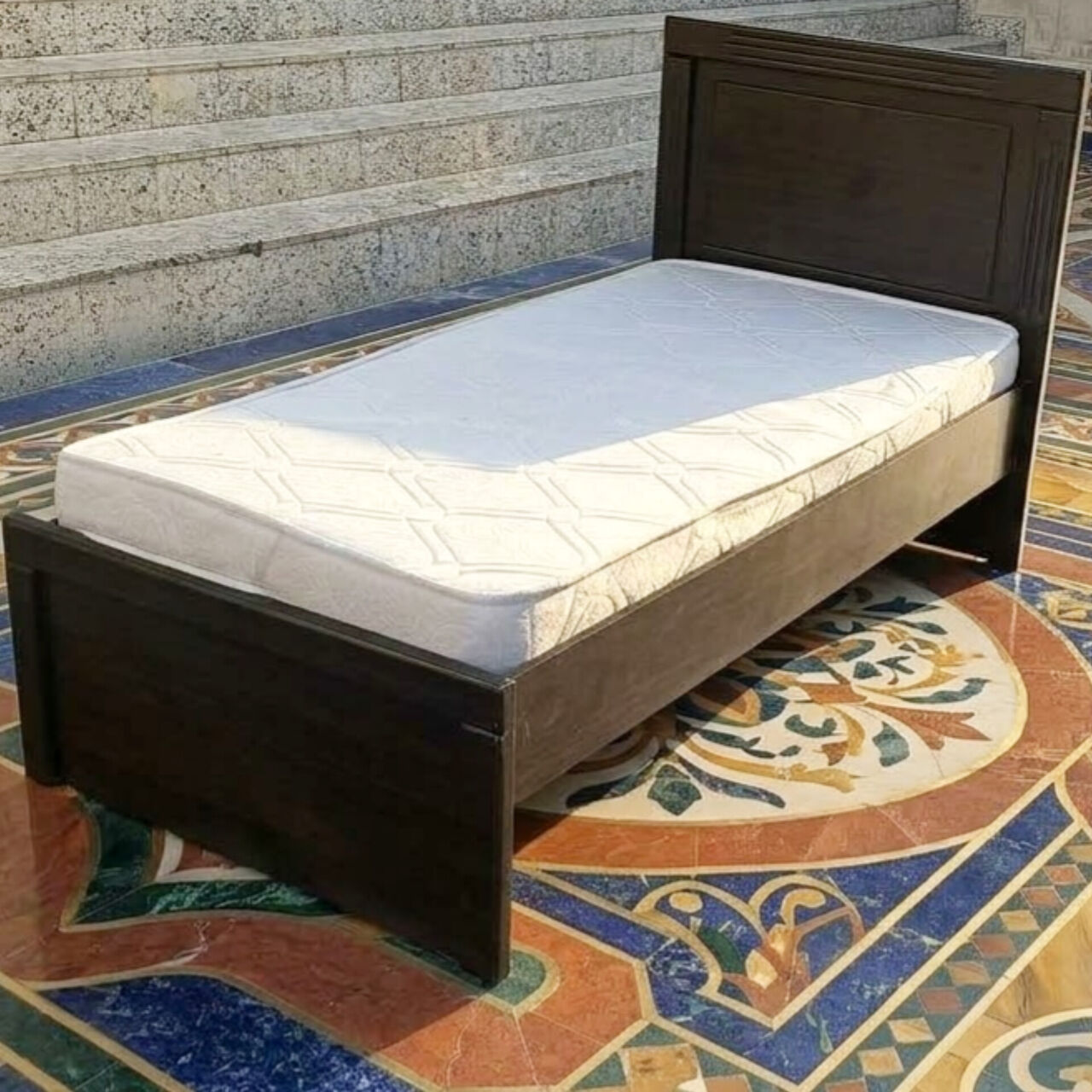 Manama, Furniture, BHD 26,  ✅️ Single Wooden Bed With Mattress For Sale In Good Condition With Delivery