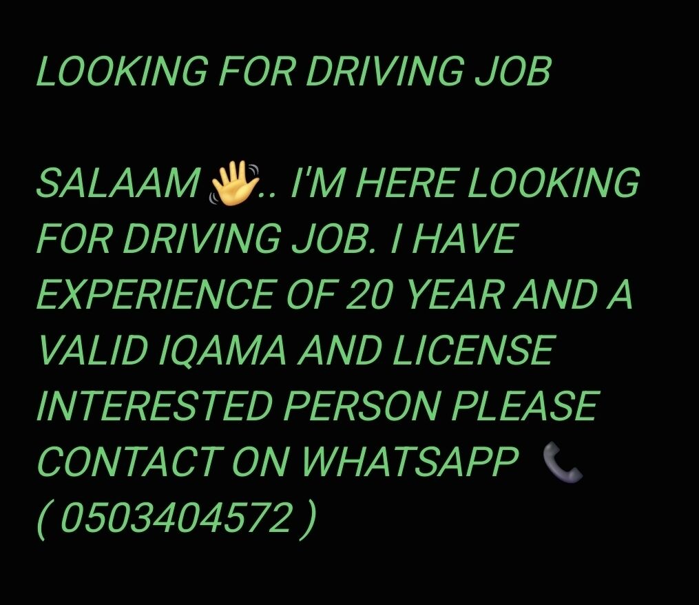 Riyadh, Job Seekers, Looking For Driver Job