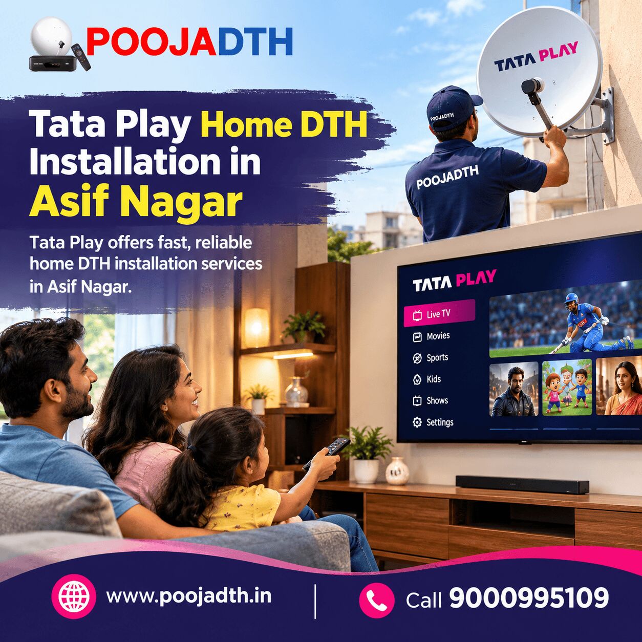 Mumbai, Television, Tata Play Home DTH Installation In Asif Nagar