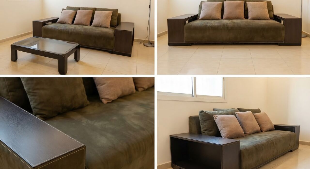 Olaya, Furniture, SAR 300,  Living Room Set: 2 Large Sofas & Glass Coffee Table For Sale