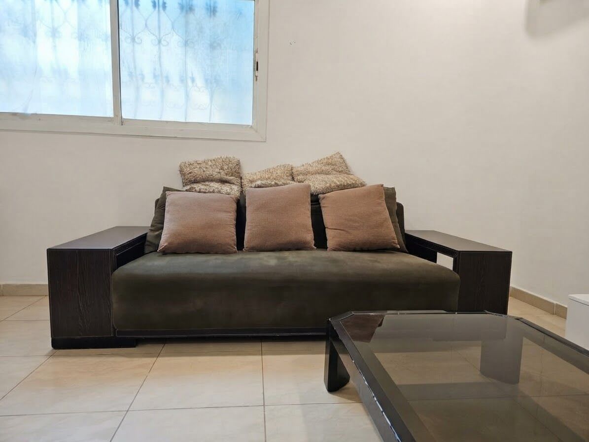 Olaya, Furniture, SAR 300,  Living Room Set: 2 Large Sofas & Glass Coffee Table For Sale