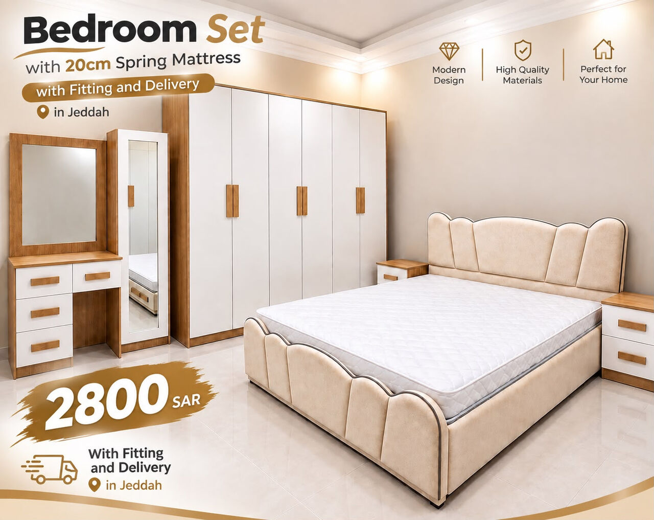 Jeddah, Furniture, SAR 2800,  New High Quality Bedset Available For Sale